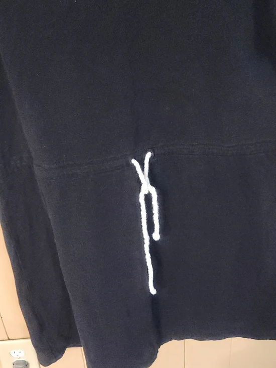 Trixie + Lulu Black Drawstring Waist T-Shirt Dress - Casual Knit Mini - Large - Picture 4 of 8